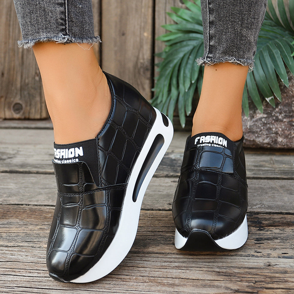 Crocodile Pattern Platform Slip Ons