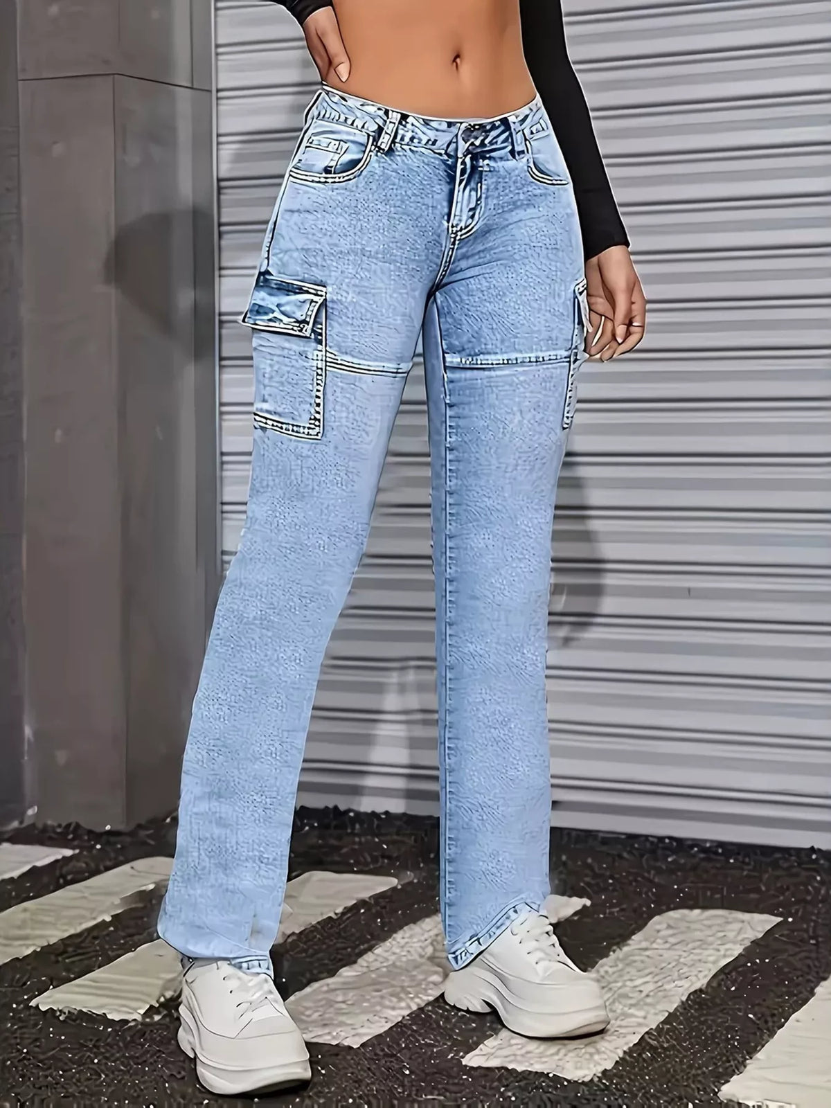 Washed Pocket Jeans