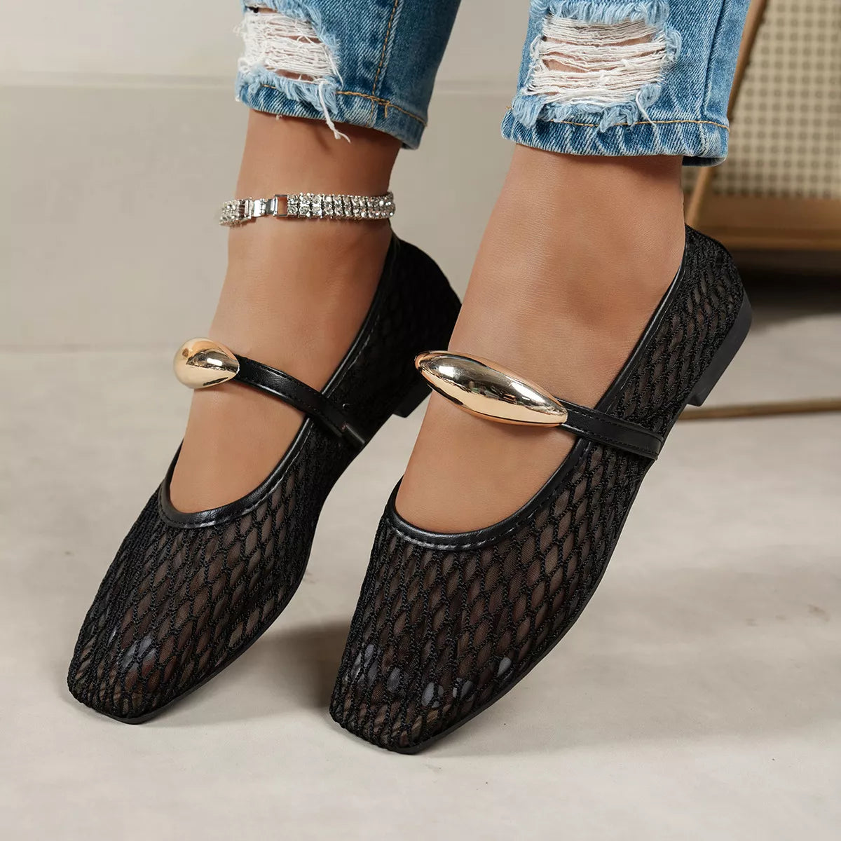 Square-Toe Slip-On Shoes