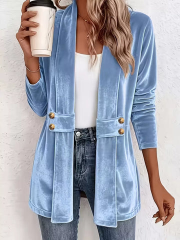 Elegant Velvet Open-Front Outerwear