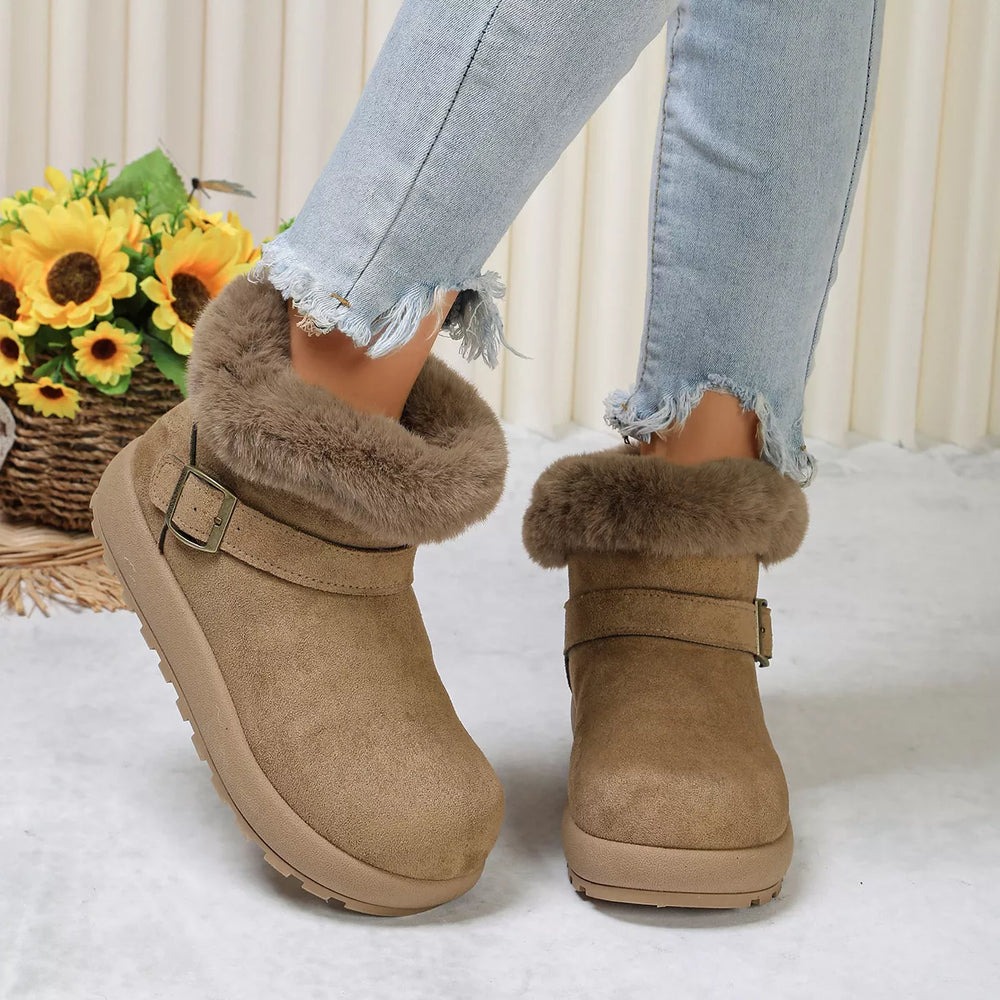Round Toe Fuzzy Boots