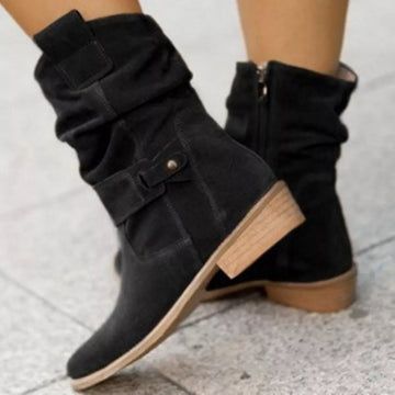 Suede Mid-Calf Boots