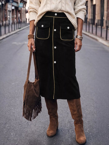 Corduroy Midi Skirt
