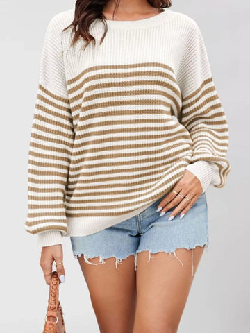 Striped Knit Long Sleeve Sweater