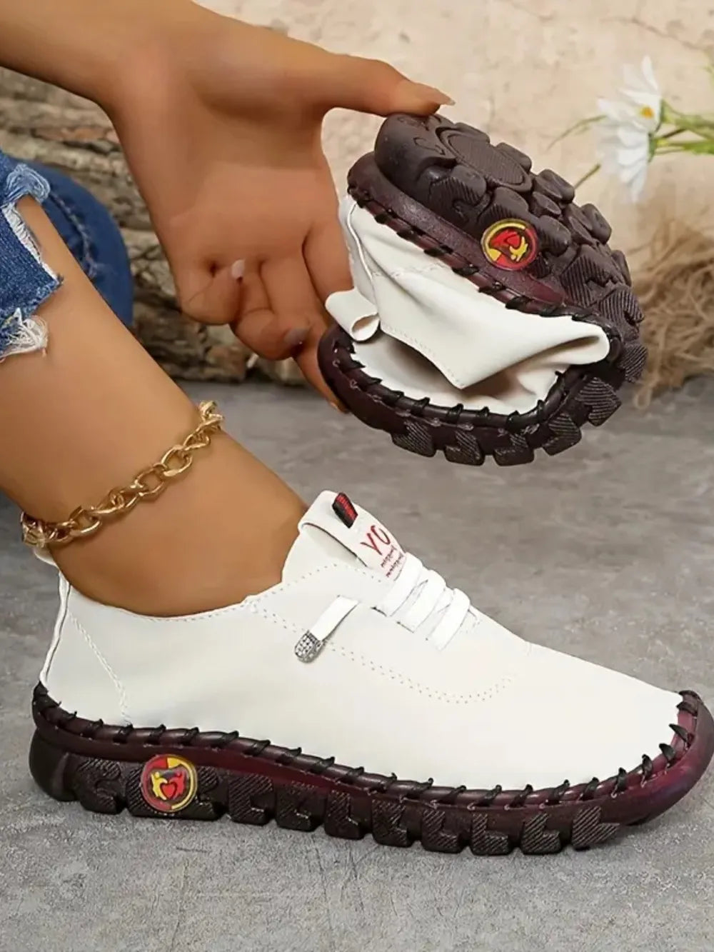 PU Leather Round Toe Slip Ons