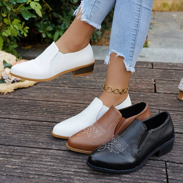 Point Toe Block Heels Loafers