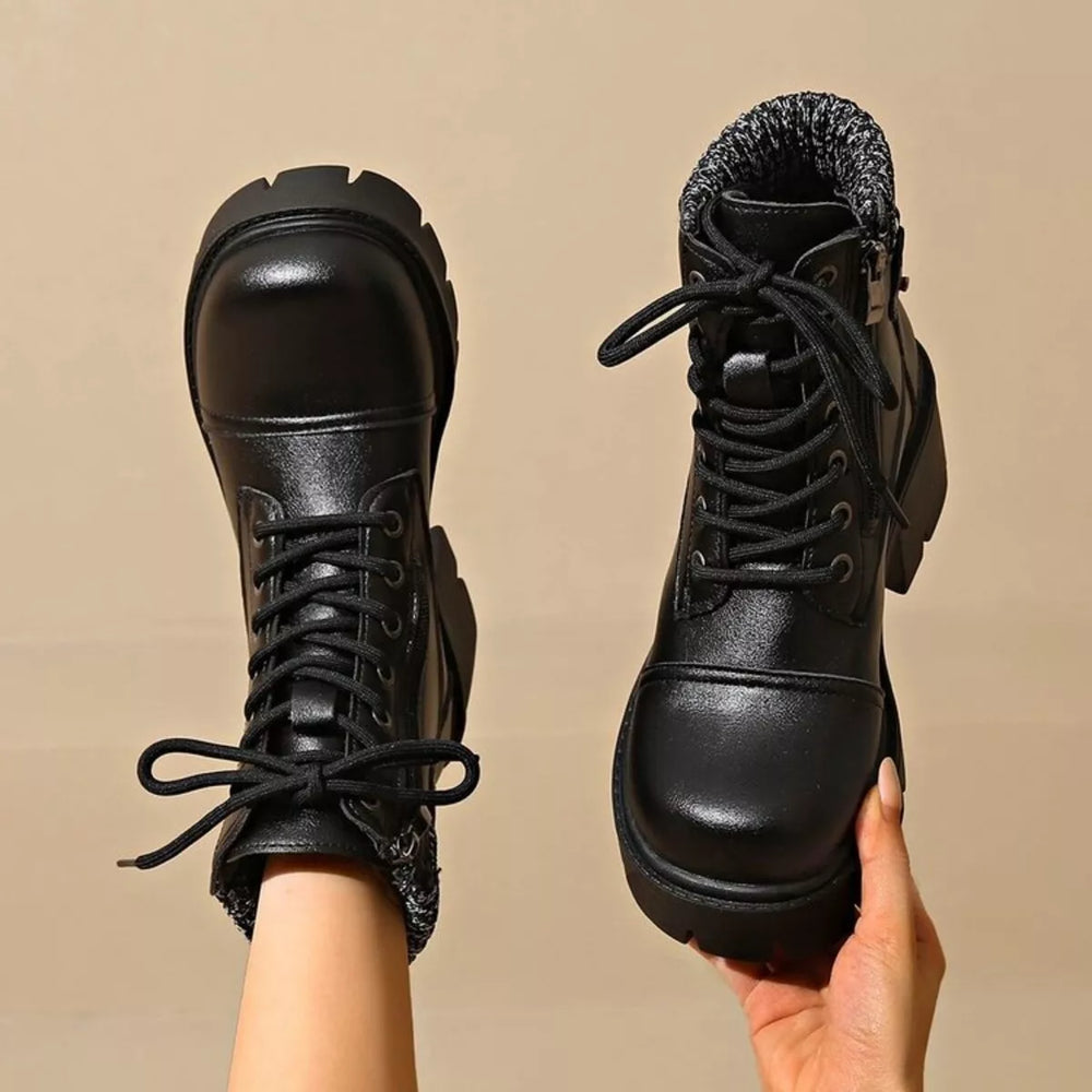 Round Toe Block Heels Boots