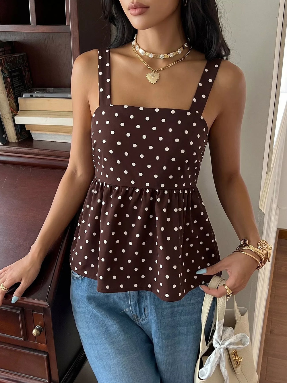 Polka Dot Tie Back Cami
