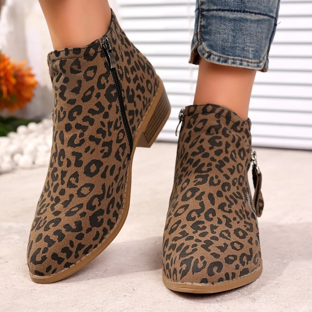 Point Toe Block Heels Boots