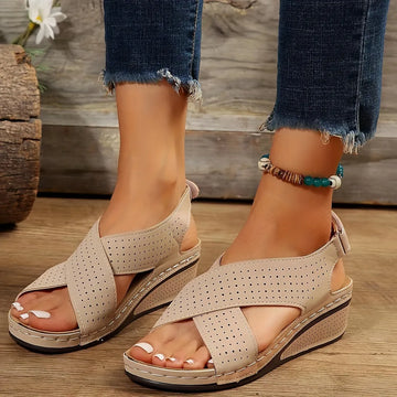 Criss Cross Comfort Wedge Sandals
