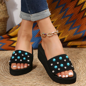 Studded Wedge Platform Sandals