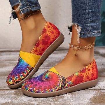 Bohemian Spiral Print Multicolor Slip Ons