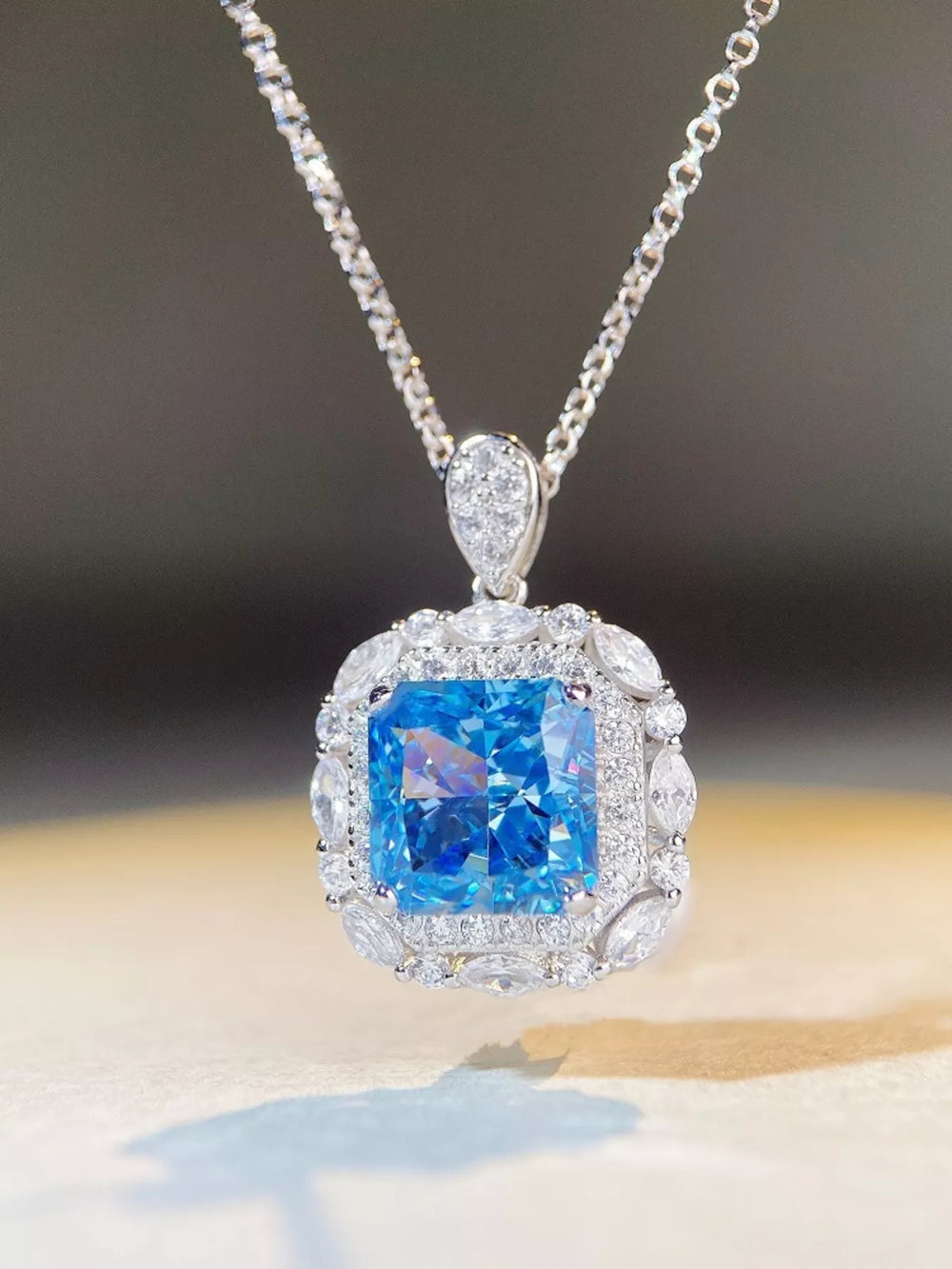 925 Sterling Silver Zircon Geometric Pendant Necklace