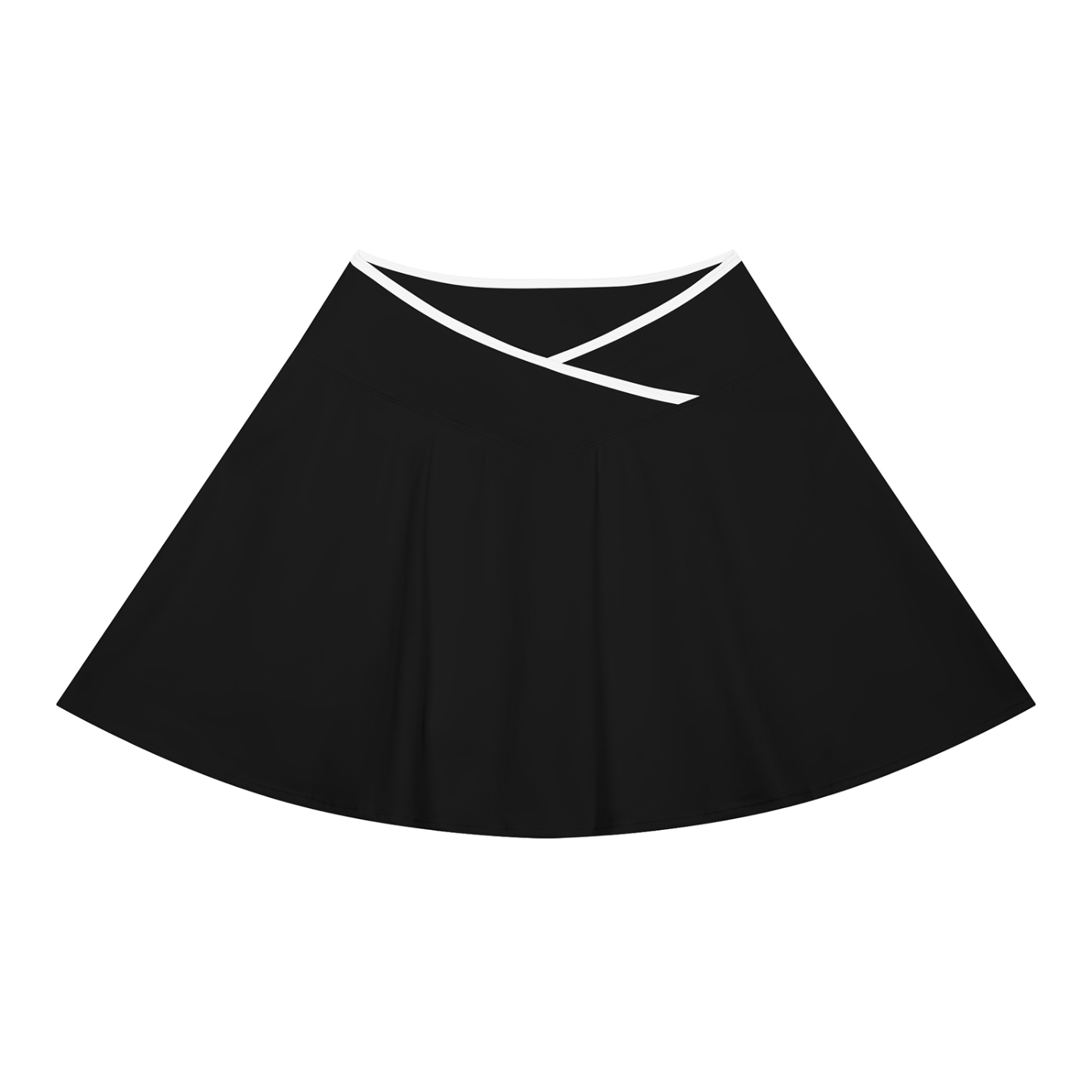 Serein Queen women's color block A-line active skirt in black, front view