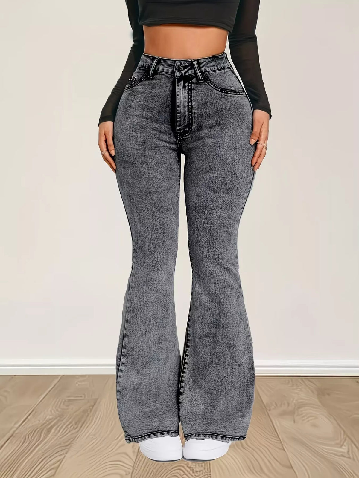 High-Waisted Flared Jeans