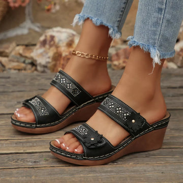 Classic Mid-Wedge Open-Toe Sandals
