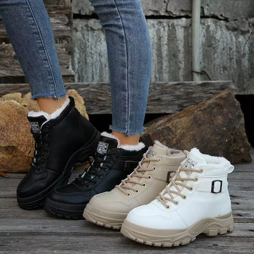 Lace-Up Ankle Boots with Buckle Detail
