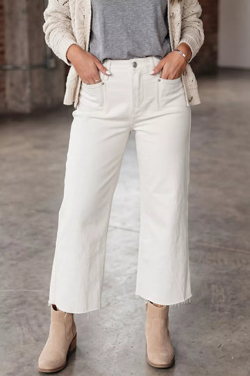 Raw Hem Ankle-length Loose Jeans