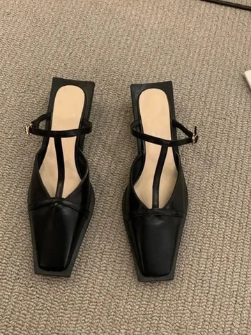 Square Toe T Strap Sandals