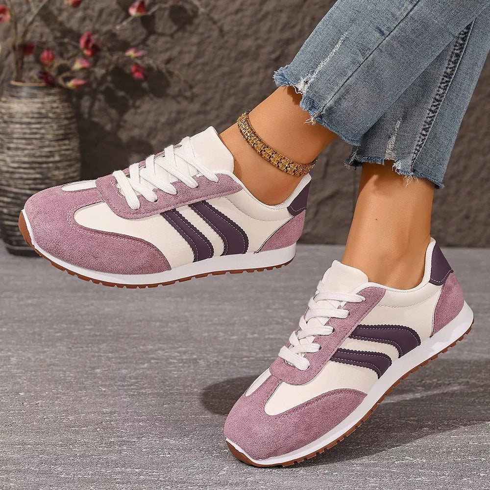 Striped Lace Up Casual Sneakers