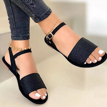 Open Toe Ankle-Strap Flat Sandals