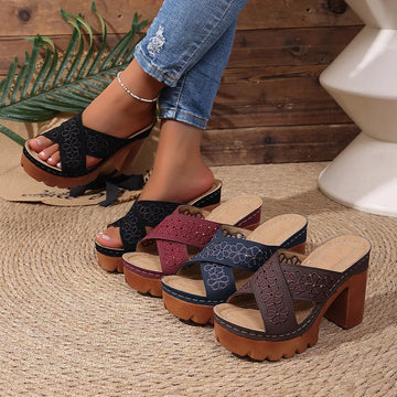 Open Toe Block Heels Sandals