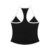 Serein Queen women's color block yoga tank top in black, back view