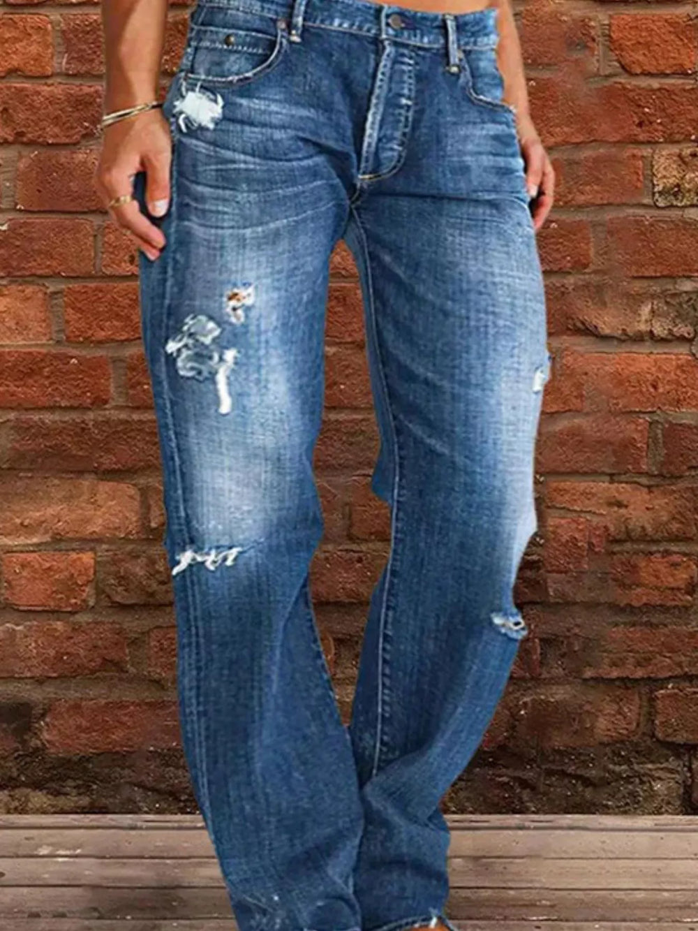 Full Size Distressed Raw Hem Jeans Plus Size