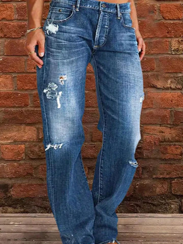 Full Size Distressed Raw Hem Jeans Plus Size