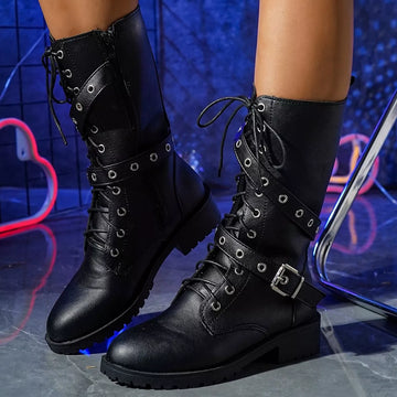 Round Toe Lace Up Boots