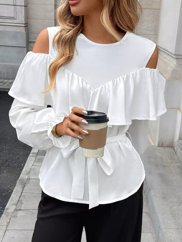 Cold Shoulder Ruffle Blouse
