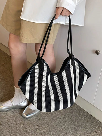 Striped Knit Shoulder Bag