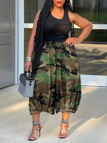 Elastic Waist Wide Leg Pants