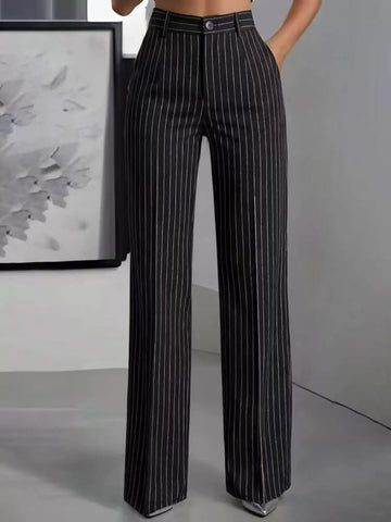 High-Waisted Striped Wide-Leg Pants
