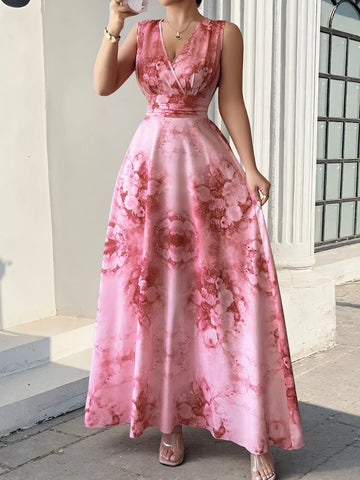 Floral Print Sleeveless Maxi Dress
