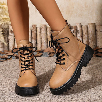 Lace Up Ankle Combat Boots