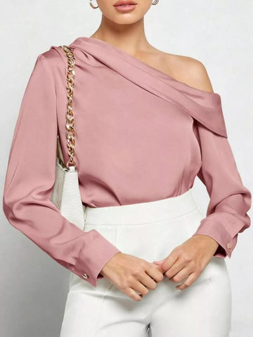 One Shoulder Satin Blouse