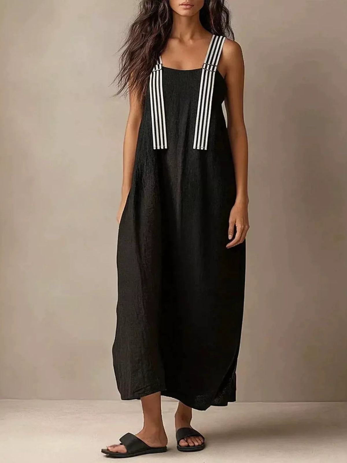 Striped Strap Midi Dress