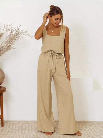 Square Neck Sleeveless Top & Pants Set