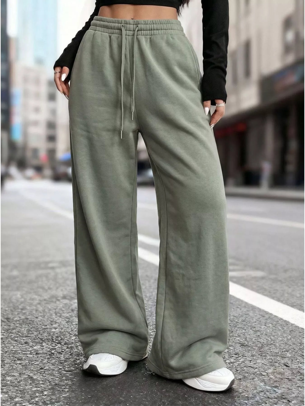 High-Waisted Wide-Leg Sweatpants