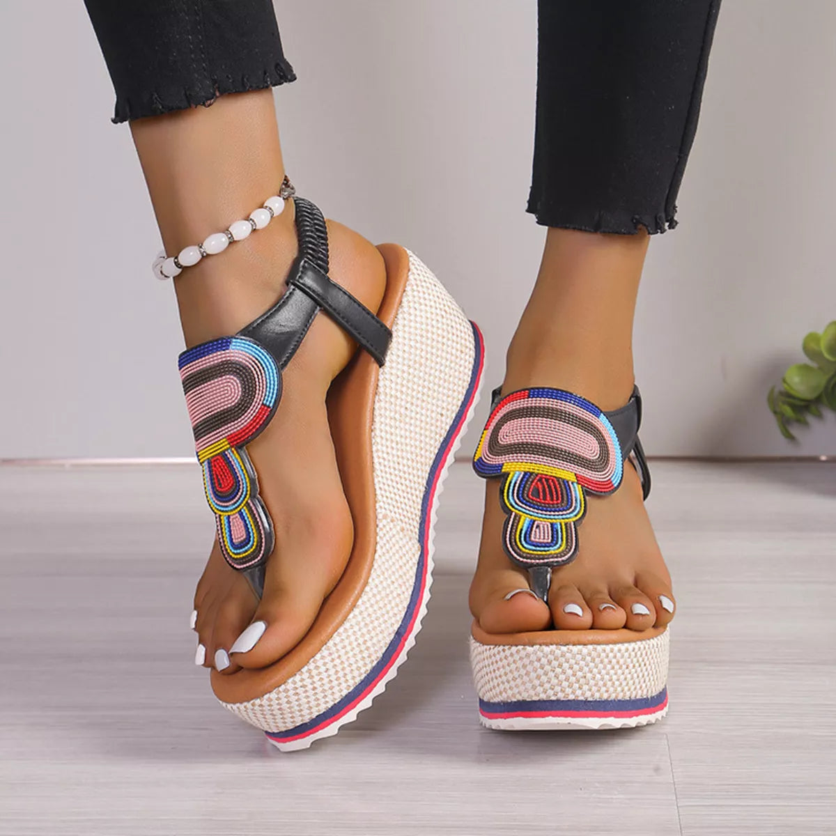 Toe Post Wedge Sandals