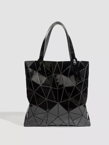 Geometric Glossy Paneled Handbag