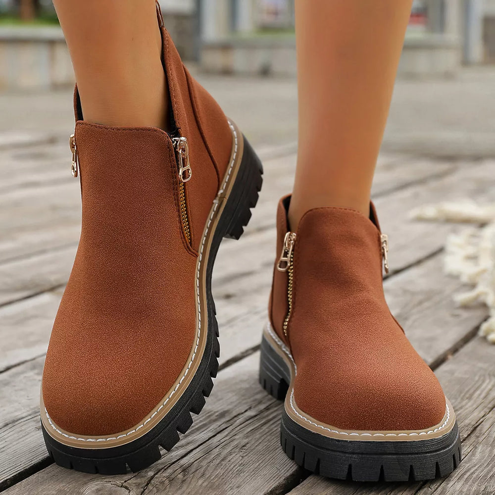 Side Zipper Ankle Boots