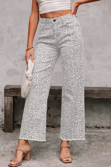 Leopard Wide Leg Jeans