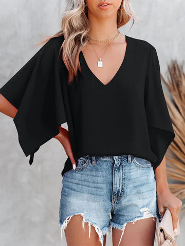 V Neck Half Sleeve Blouse