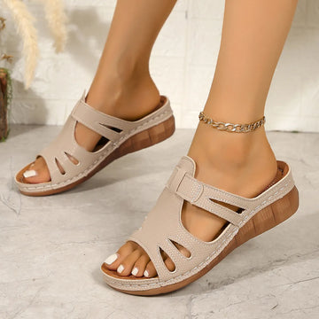 Cutout Open Toe Wedge Sandals