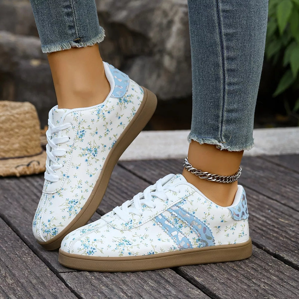 Floral Print Flats Sneakers