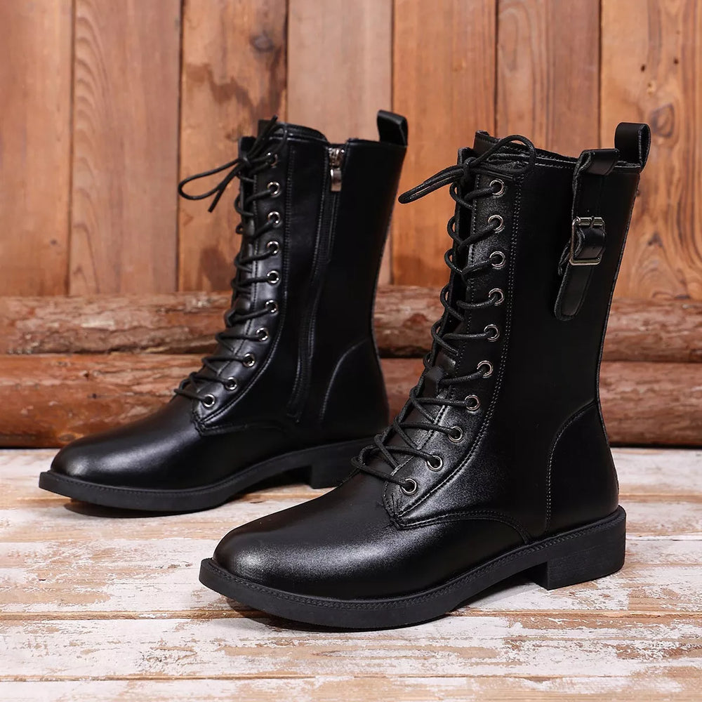 Round Toe Lace Up Boots