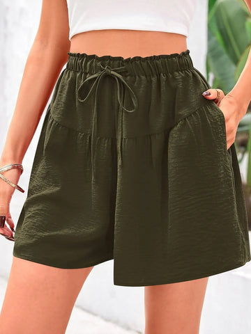 Full Size Casual Drawstring High Waist Relaxed Shorts Plus Size