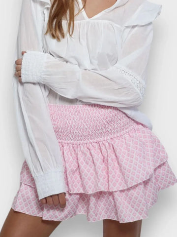 Smocked Wideband Waist Layered Mini Skirt